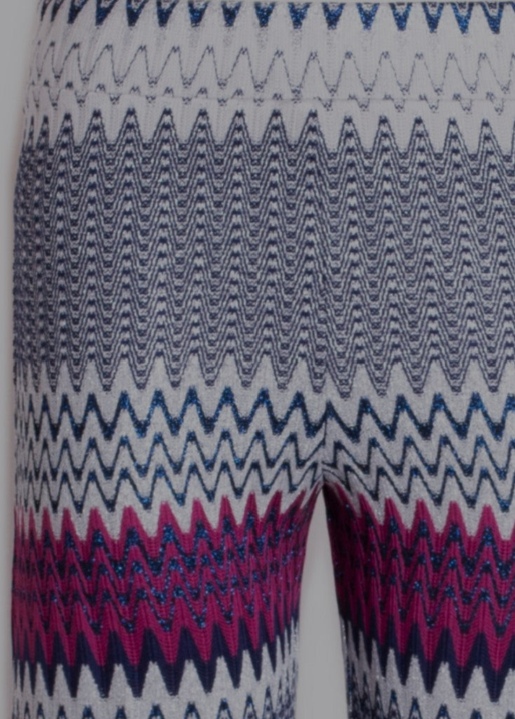 Venus navy-silver jacquard trousers - Vilagallo