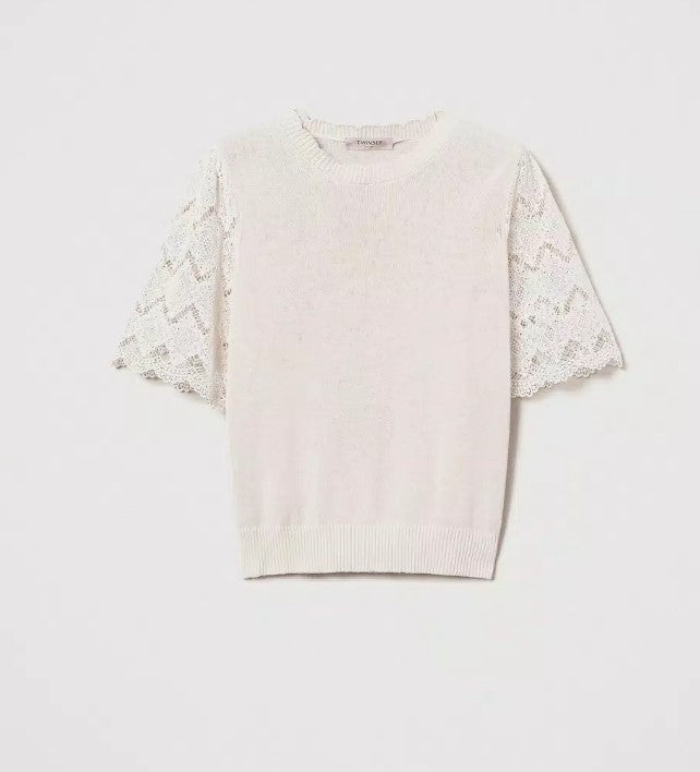 knitted top with jacquard sleeves Twinset 251TP3341