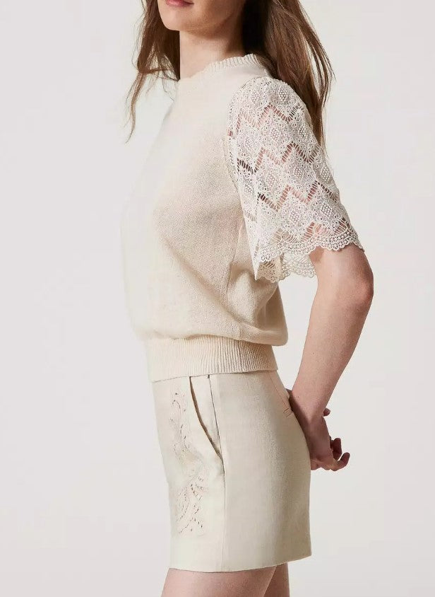 knitted top with jacquard sleeves Twinset 251TP3341