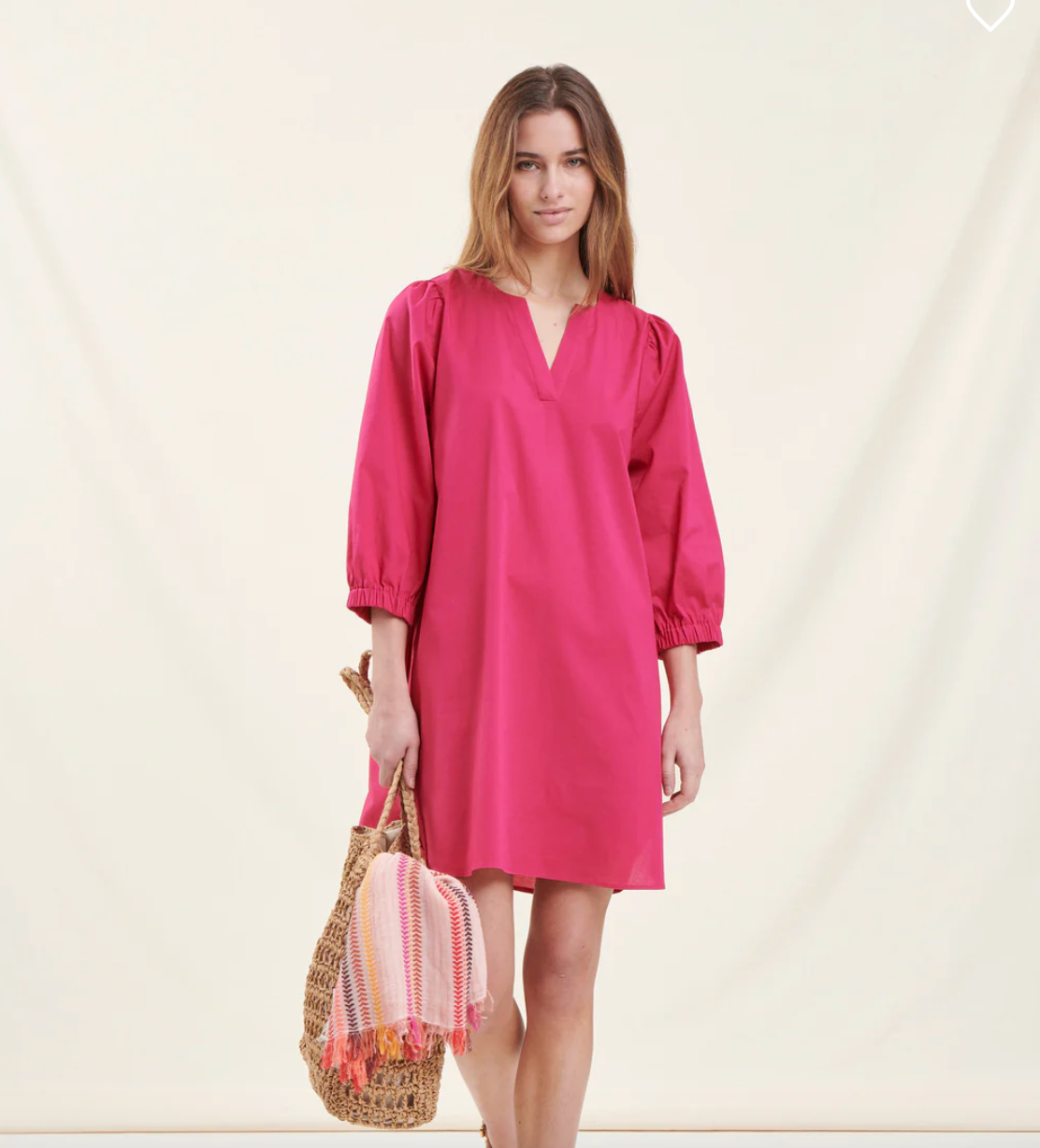 Short loose pink cotton dress - La Fee Maraboutee