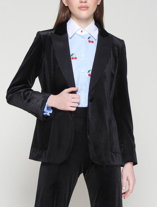 Hillary black velvet blazer - Vilagallo