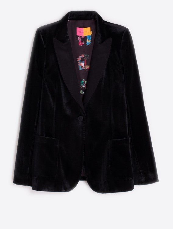 Hillary black velvet blazer - Vilagallo