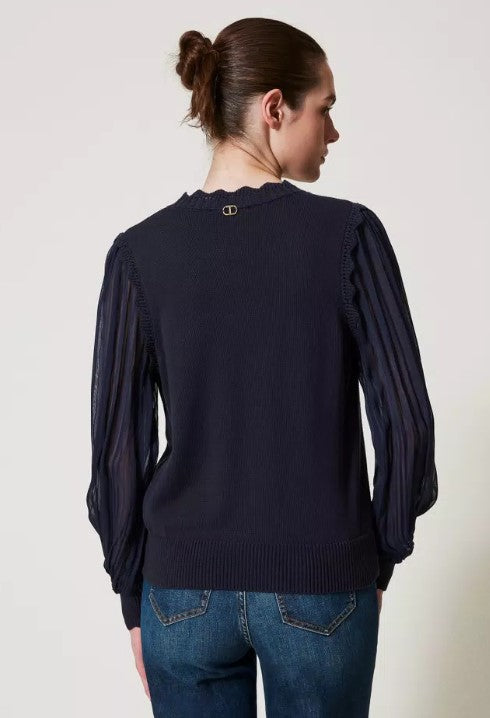 Jumper with creponne sleeves - Twinset 251TP3162