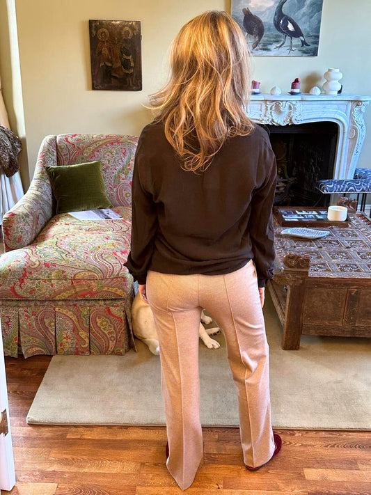 Carla knitted troussers camel - Vilagallo