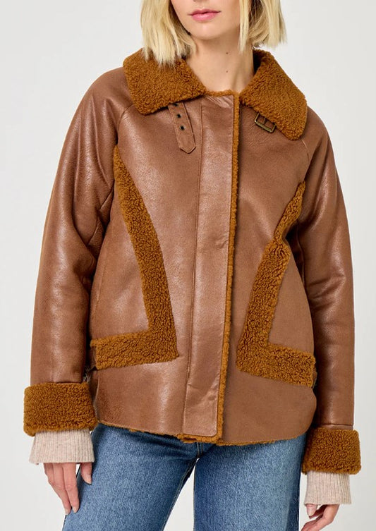 Venise leather effect jacket- FIVE