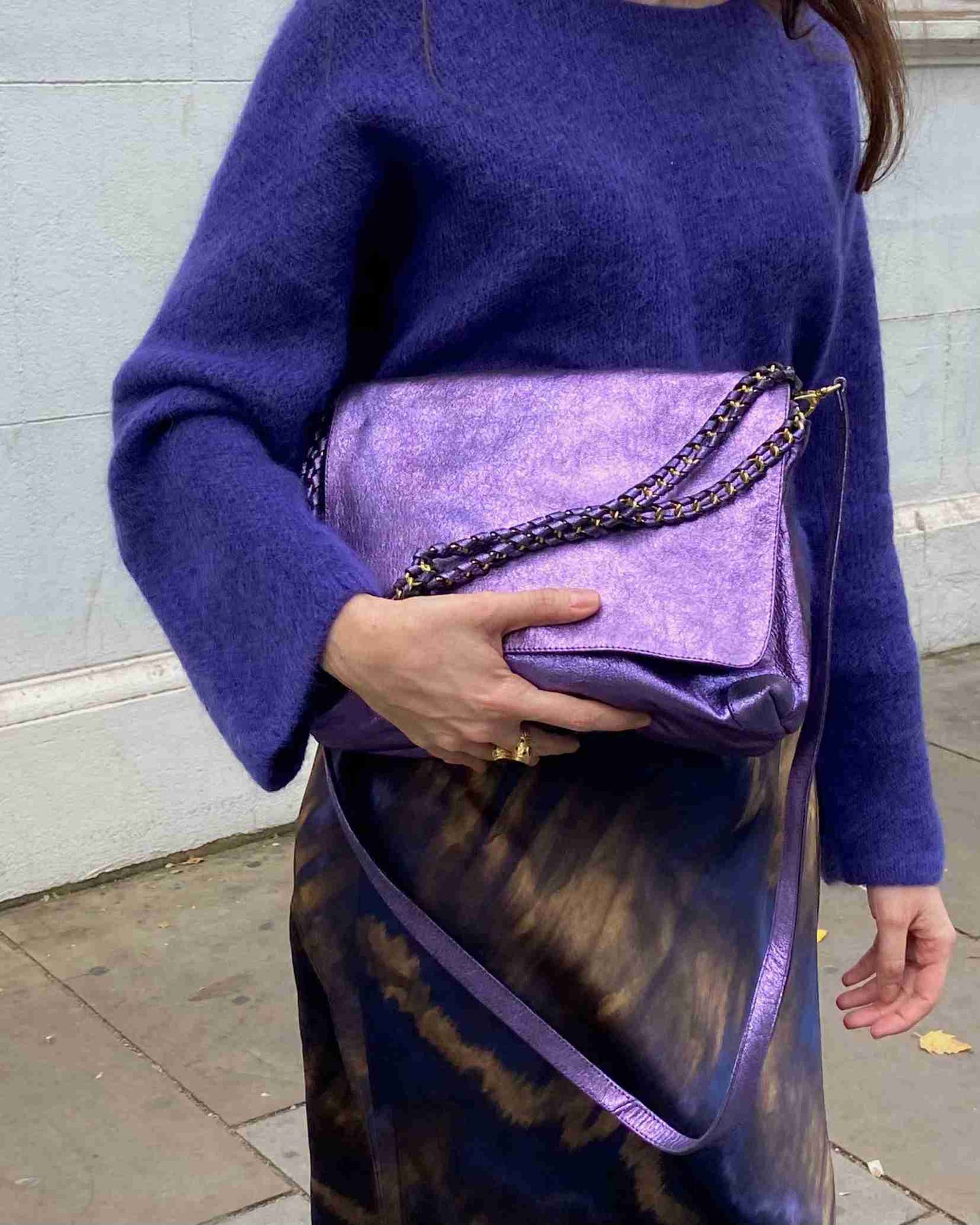 purple bag and pullover karma koma